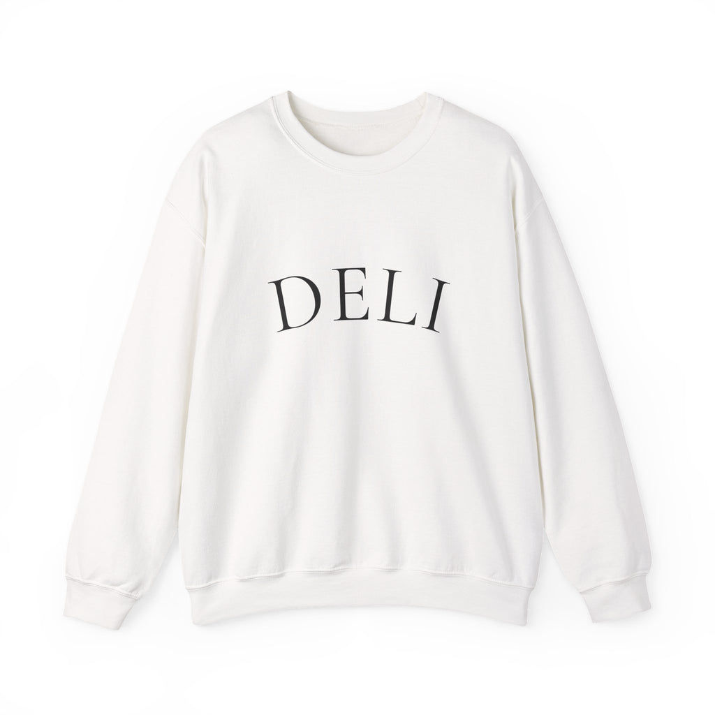DELI Crewneck Sweatshirt – Minimalist White Pullover for Food Lovers