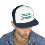 Cool as a Cucumber 5 Panel Trucker Cap, Fun Hat for Summer, Gift for Dads, Trendy Outdoor Accessory, Adjustable Cap, Foodie, Cool