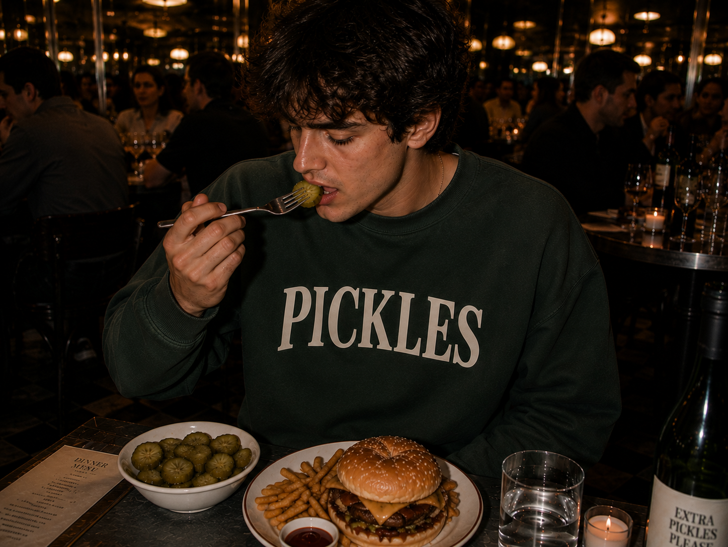 Pickles Crewneck Sweatshirt - Minimal White Graphic Pullover