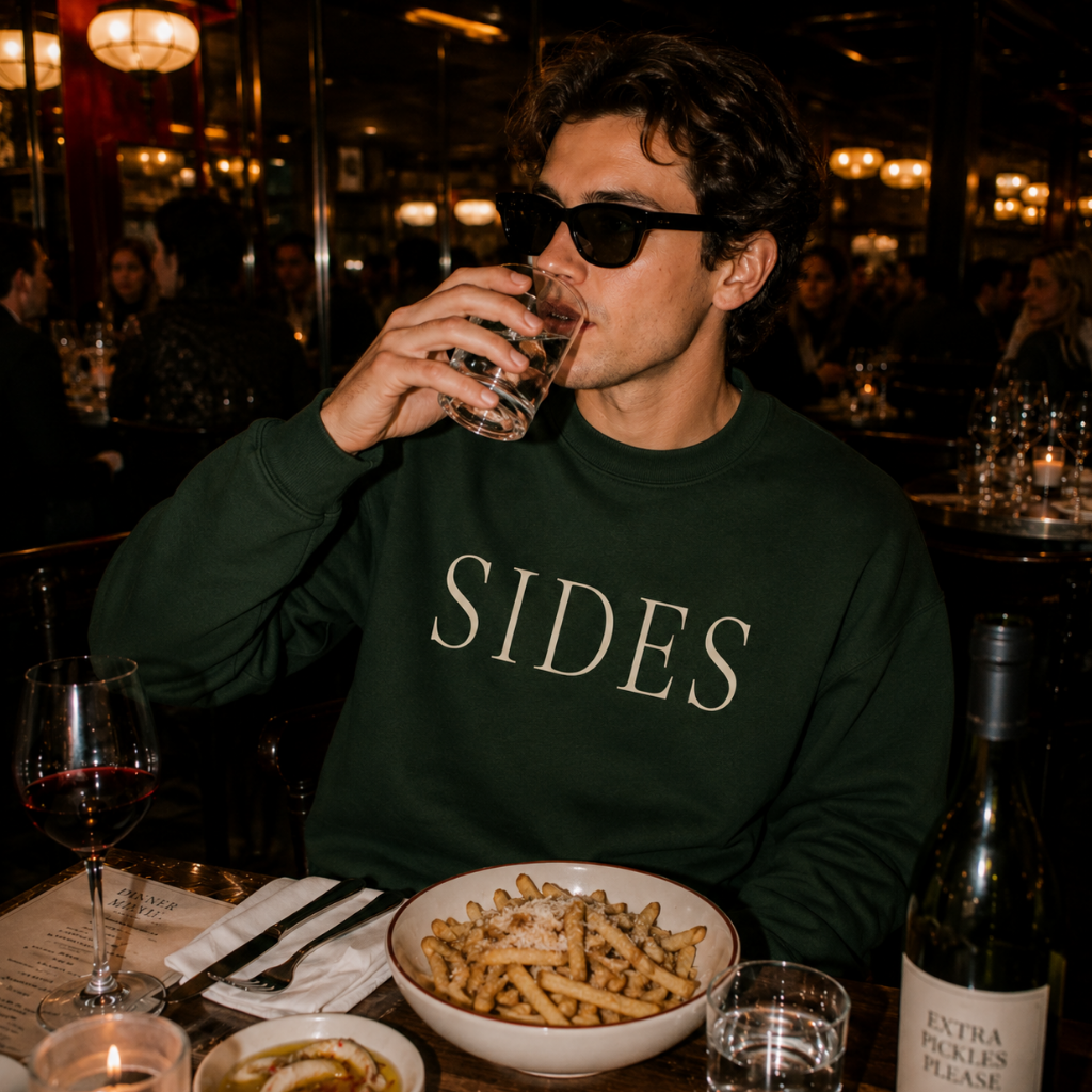 SIDES Crewneck Sweatshirt - Minimalist White Graphic Pullover
