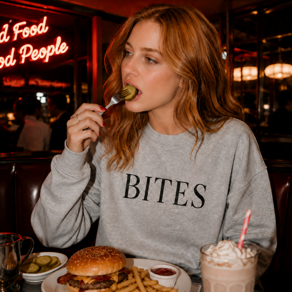 BITES Crewneck Sweatshirt - Minimalist Typography Pullover