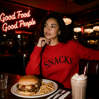 Snacks Crewneck Sweatshirt - Minimal Graphic "SNACKS" Pullover