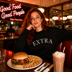 EXTRA Crewneck Sweatshirt - Minimal White Pullover with 'EXTRA' Text