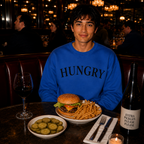 HUNGRY Graphic Sweatshirt - Minimalist White Crewneck