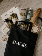 SNACKS Tote Bag - Black Cotton Grocery Market Tote