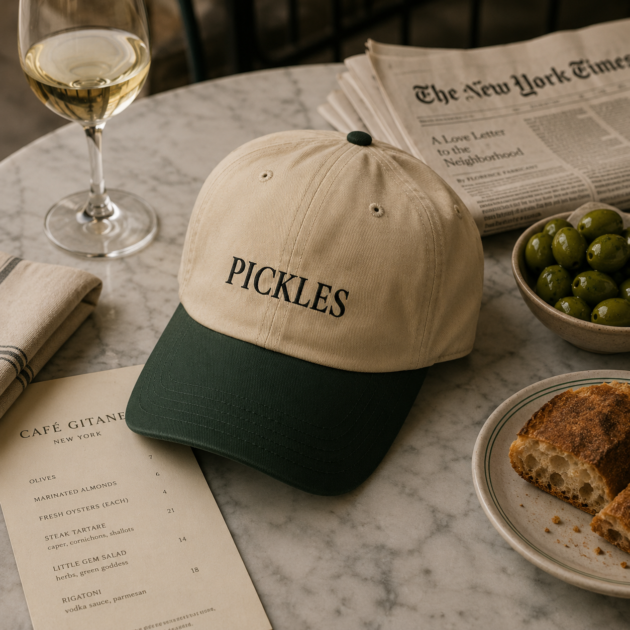 PICKLES Embroidered Baseball Cap - Garment Washed Two‑Tone Casual Hat