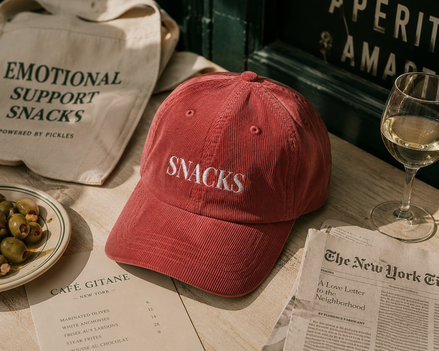 Vintage Corduroy Cap - Embroidered 'SNACKS' Dad Hat