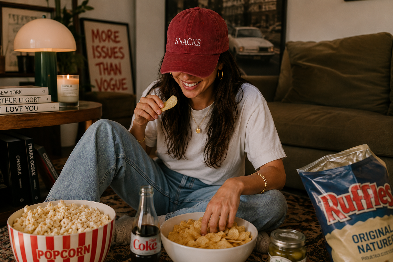 Vintage Corduroy Cap - Embroidered 'SNACKS' Dad Hat