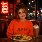 OLIVES Crewneck Sweatshirt - Minimalist Vegan Kitchen Tee for Food Lovers