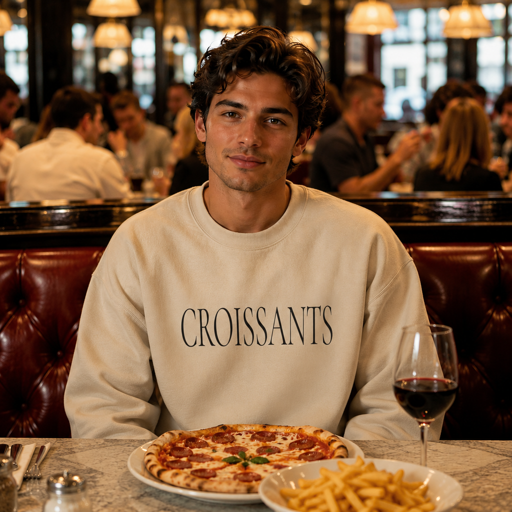 CROISSANTS Crewneck Sweatshirt - Minimal French Bakery Graphic Sweatshirt