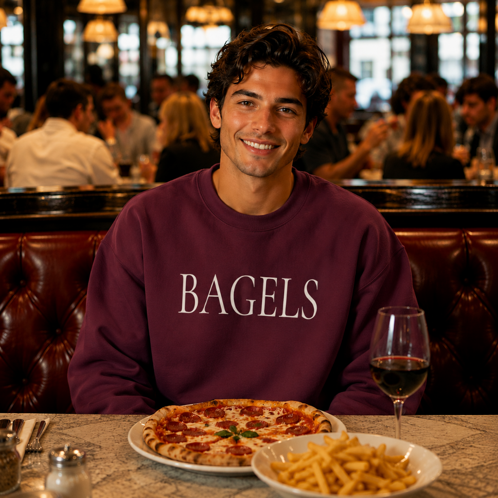 BAGELS Crewneck Sweatshirt - Minimalist Breakfast Lover Pullover