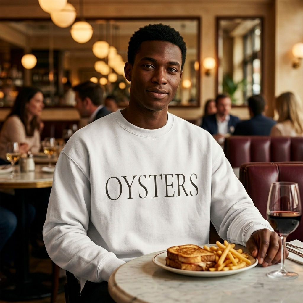 OYSTERS Crewneck Sweatshirt – Minimal Coastal Seafood Tee
