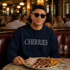 CHERRIES Crewneck Sweatshirt - Minimal White Graphic Pullover