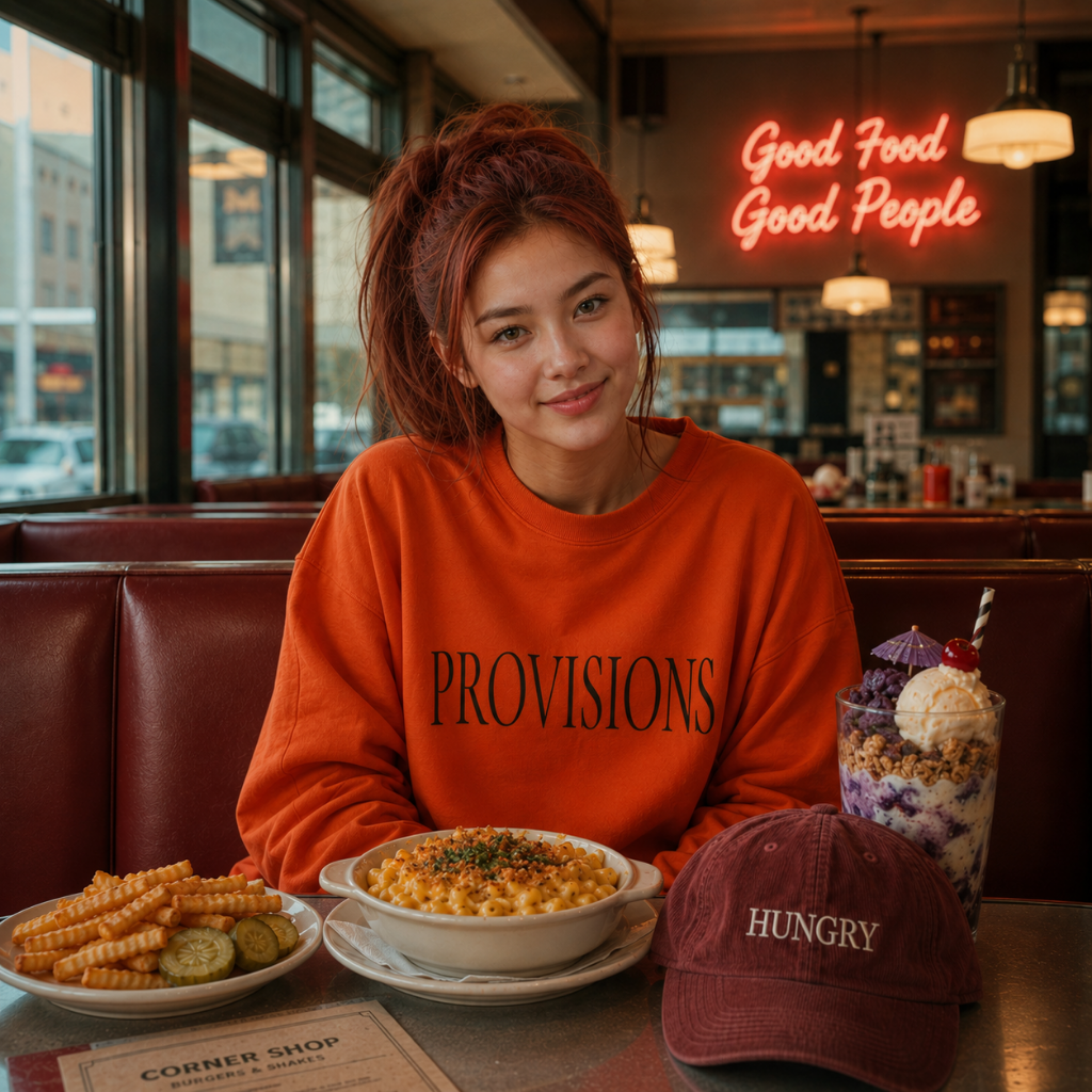 PROVISIONS Crewneck Sweatshirt - Minimalist Text Pullover