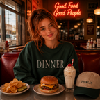 DINNER Crewneck Sweatshirt - Minimalist Text Pullover