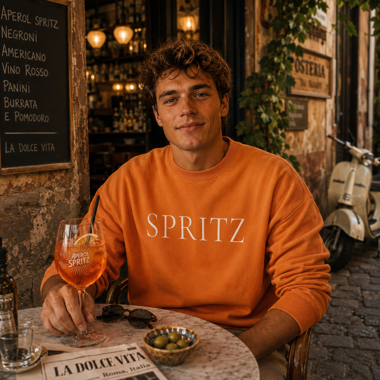 SPRITZ Crewneck Sweatshirt - Minimal Champagne Cocktail Graphic Sweatshirt