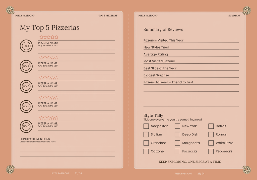 Pizza Passport Printable – Pizzeria Review Journal, Pizza Lover Gift, Digital Download