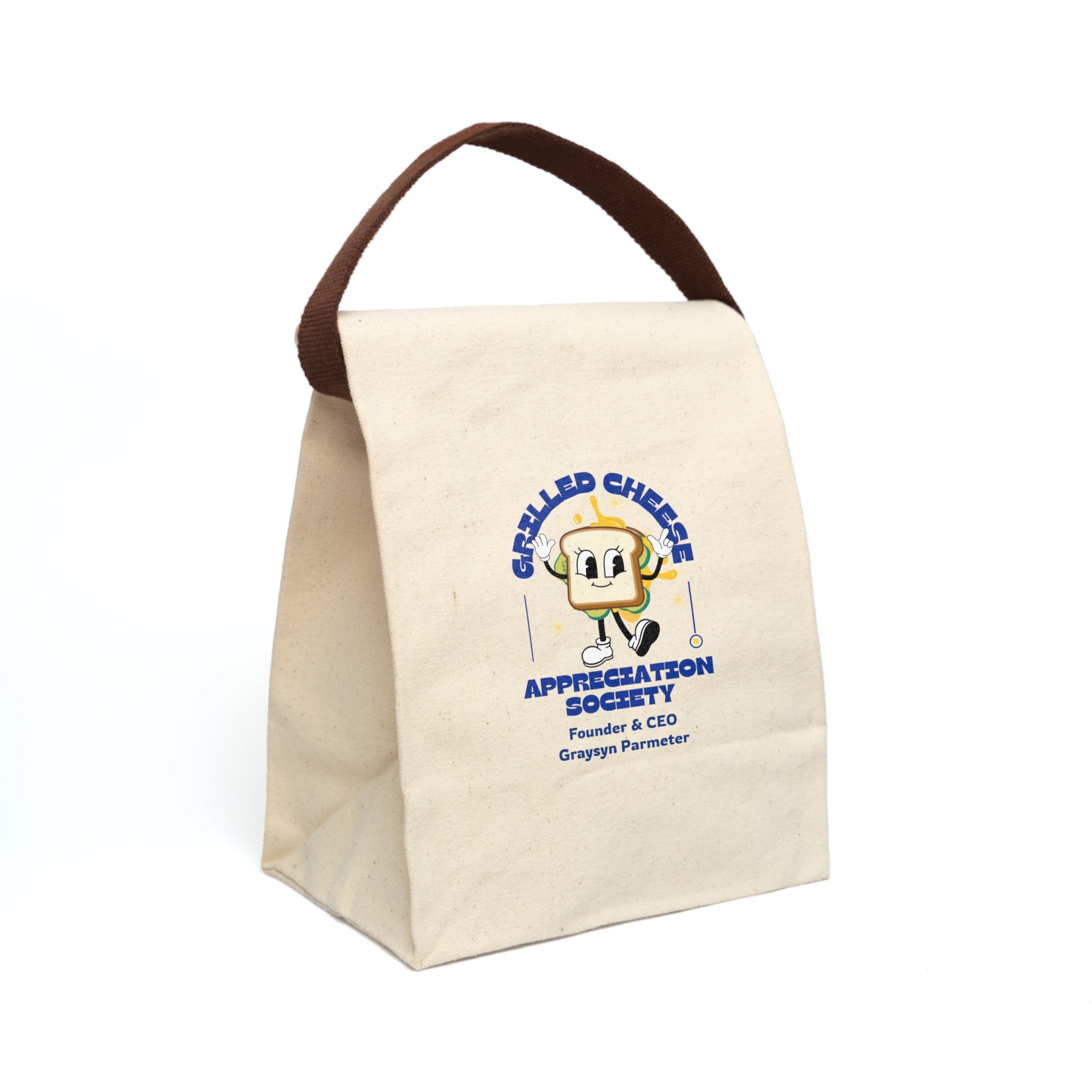 Grilled Cheese Appreciation Canvas Lunch Bag, Quirky Tote for Cheese Lovers, Eco-Friendly Snack Carrier, Perfect Gift for Foodies, Fun Lunch