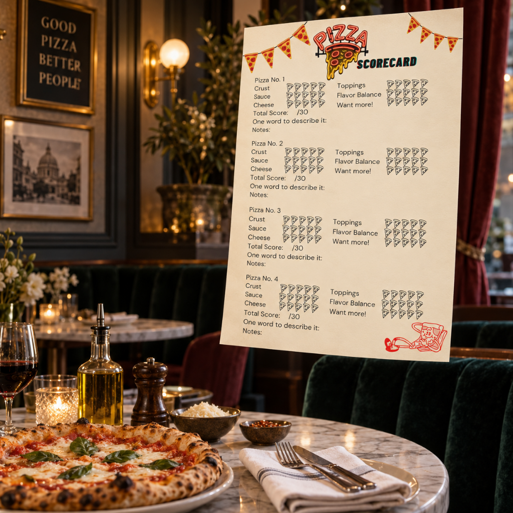 Pizza Tasting Scorecard, Party Game for Kids, Pizza Rating Sheet, Printable Instant Download PDF