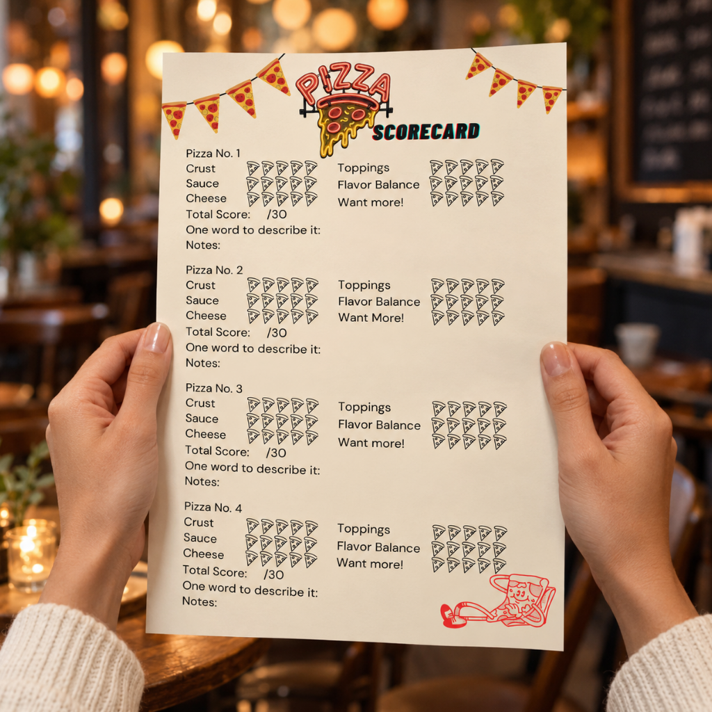 Pizza Tasting Scorecard, Party Game for Kids, Pizza Rating Sheet, Printable Instant Download PDF