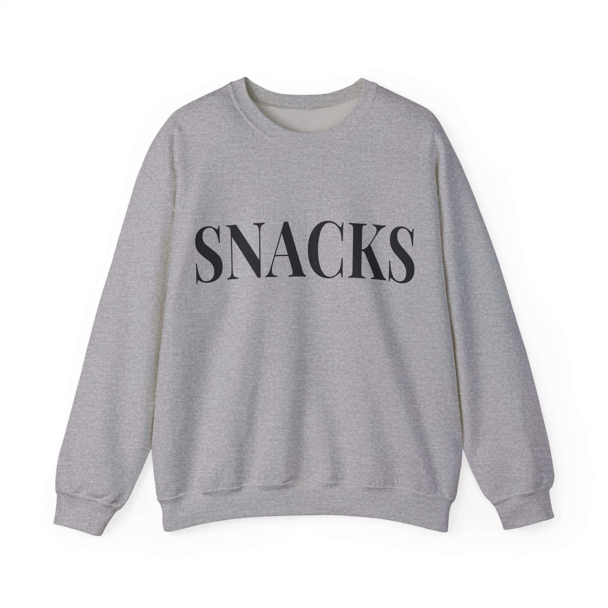 SNACKS Crewneck Sweatshirt — Minimal Foodie Graphic Pullover