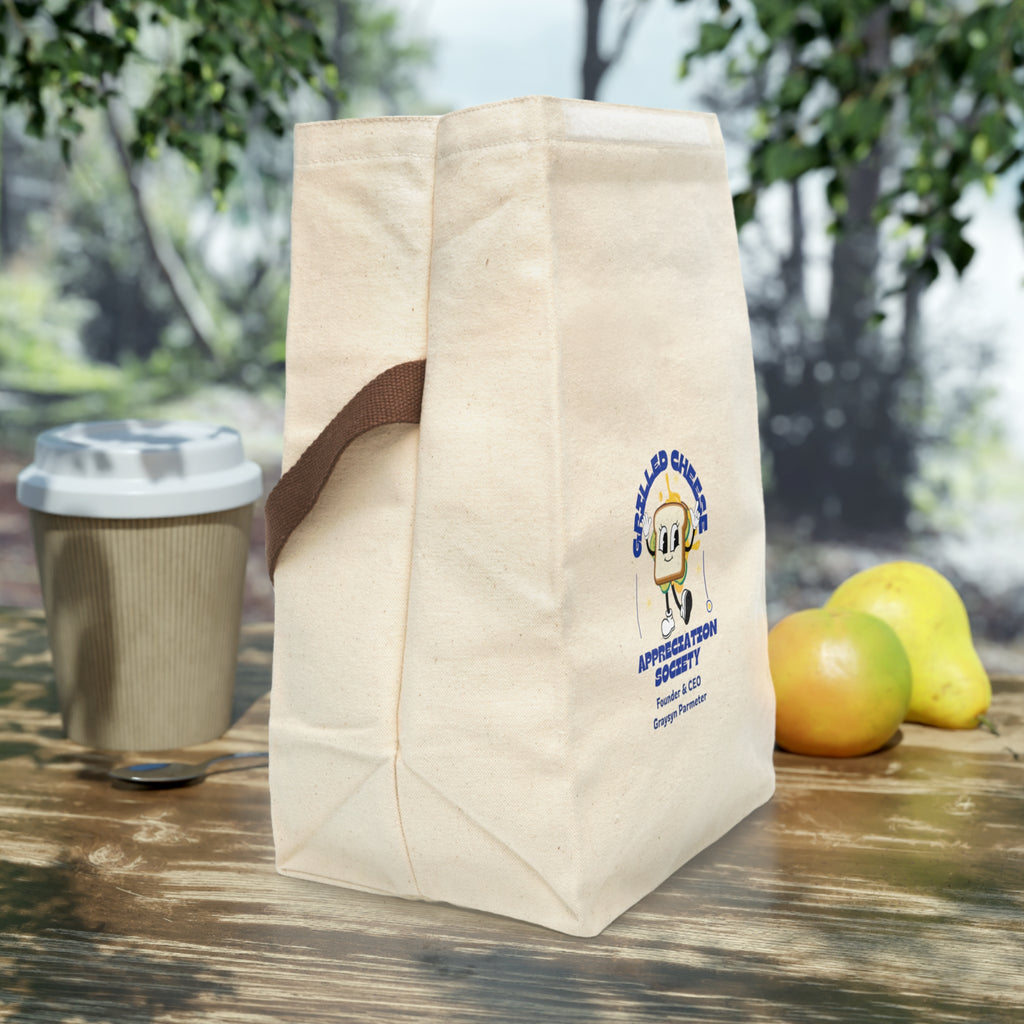 Grilled Cheese Appreciation Canvas Lunch Bag, Quirky Tote for Cheese Lovers, Eco-Friendly Snack Carrier, Perfect Gift for Foodies, Fun Lunch