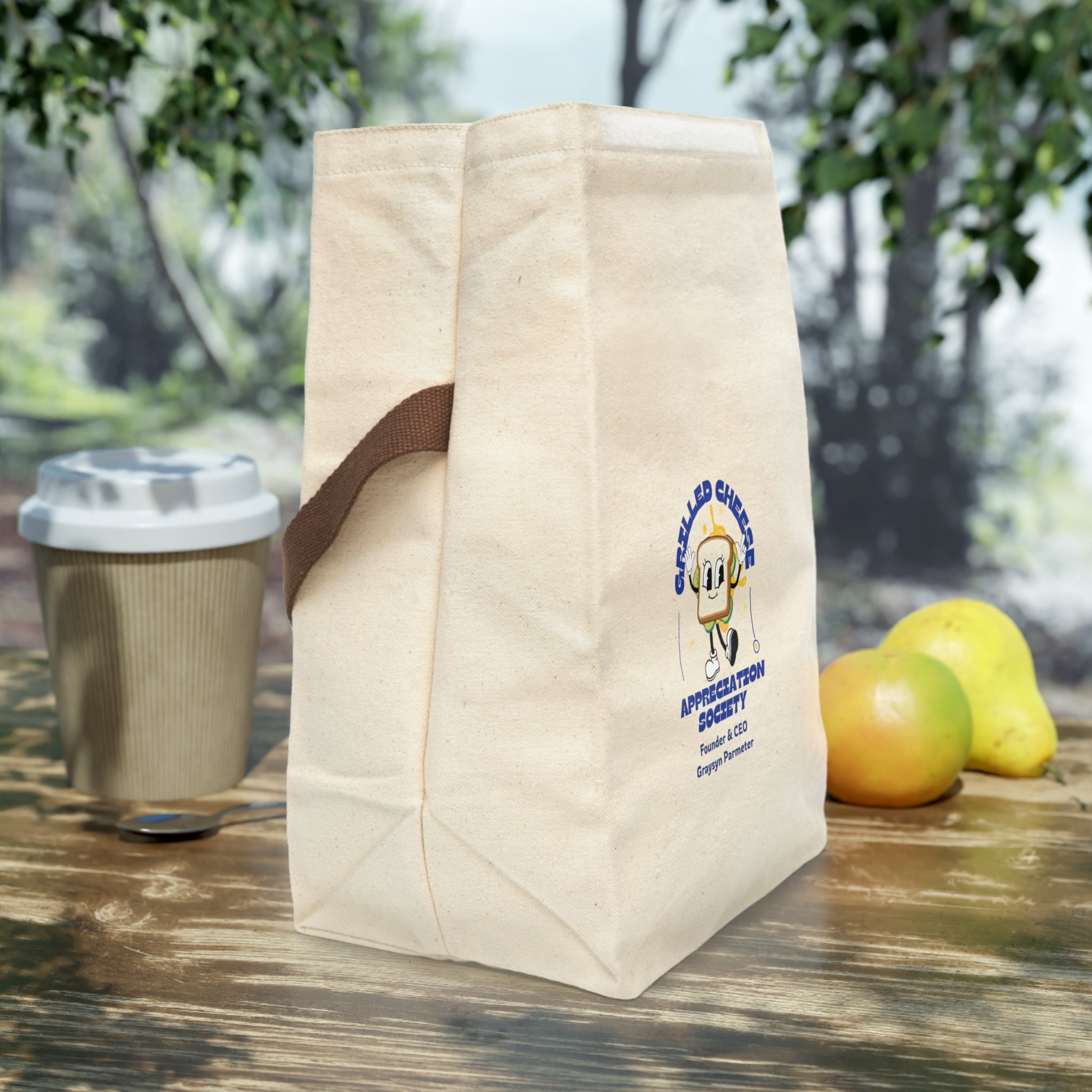 Grilled Cheese Appreciation Canvas Lunch Bag, Quirky Tote for Cheese Lovers, Eco-Friendly Snack Carrier, Perfect Gift for Foodies, Fun Lunch