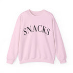 Snacks Crewneck Sweatshirt - Minimal Graphic "SNACKS" Pullover