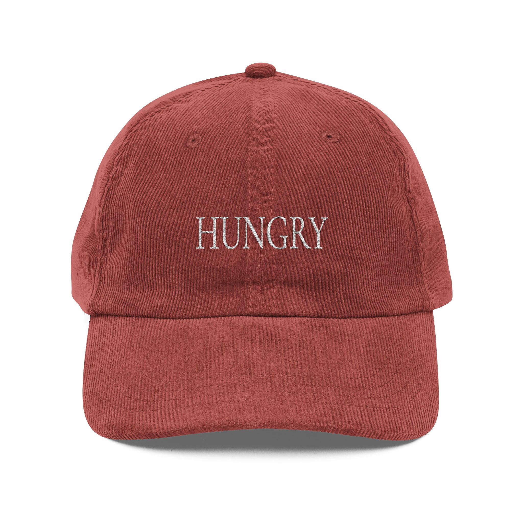 HUNGRY Embroidered Corduroy Cap - Vintage Rust Dad Hat