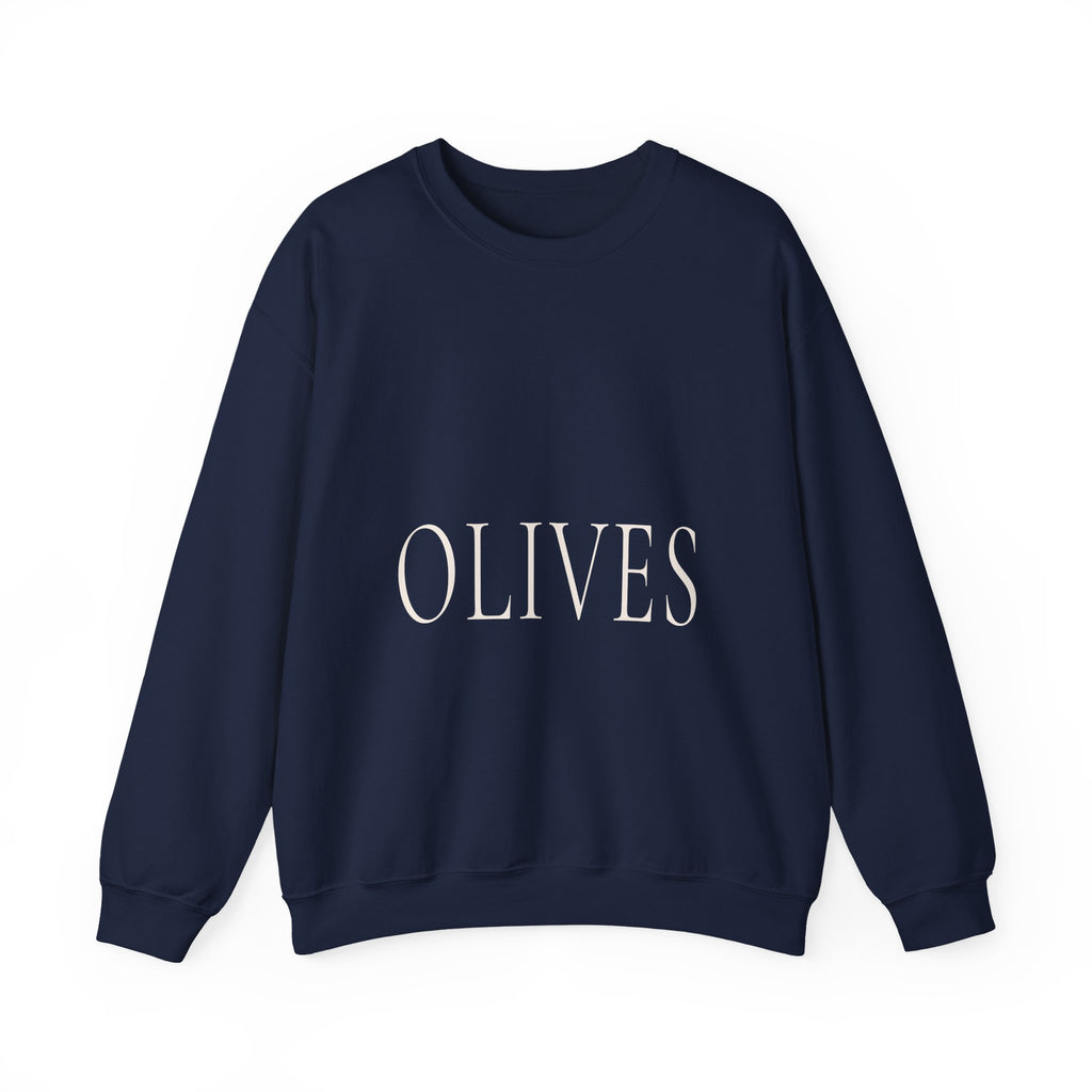OLIVES Crewneck Sweatshirt - Minimalist Vegan Kitchen Tee for Food Lovers