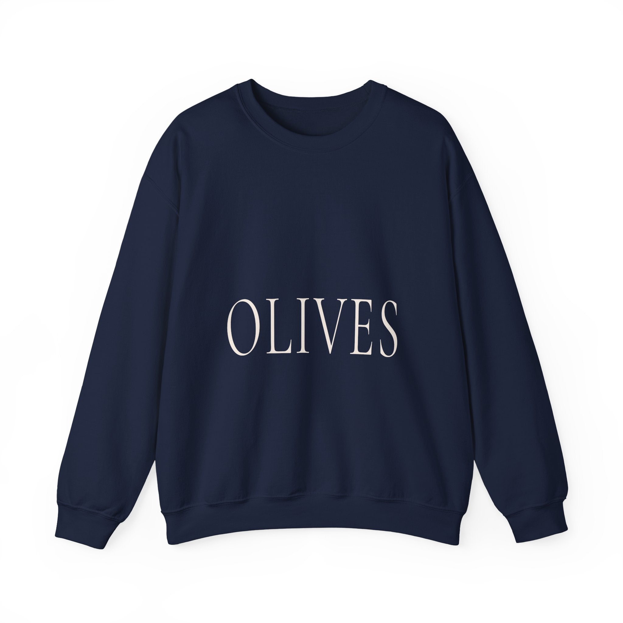 OLIVES Crewneck Sweatshirt - Minimalist Vegan Kitchen Tee for Food Lovers