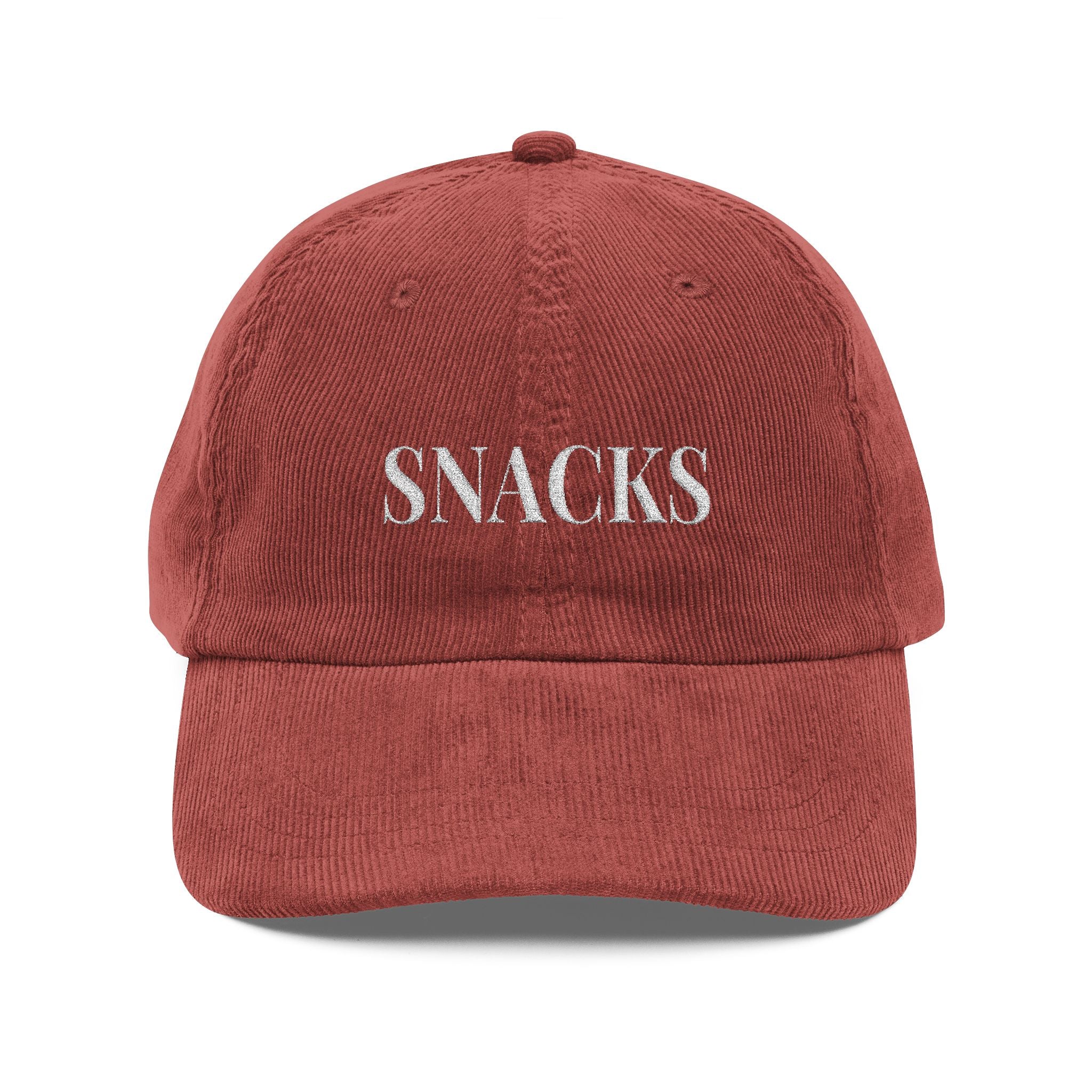 Vintage Corduroy Cap - Embroidered 'SNACKS' Dad Hat