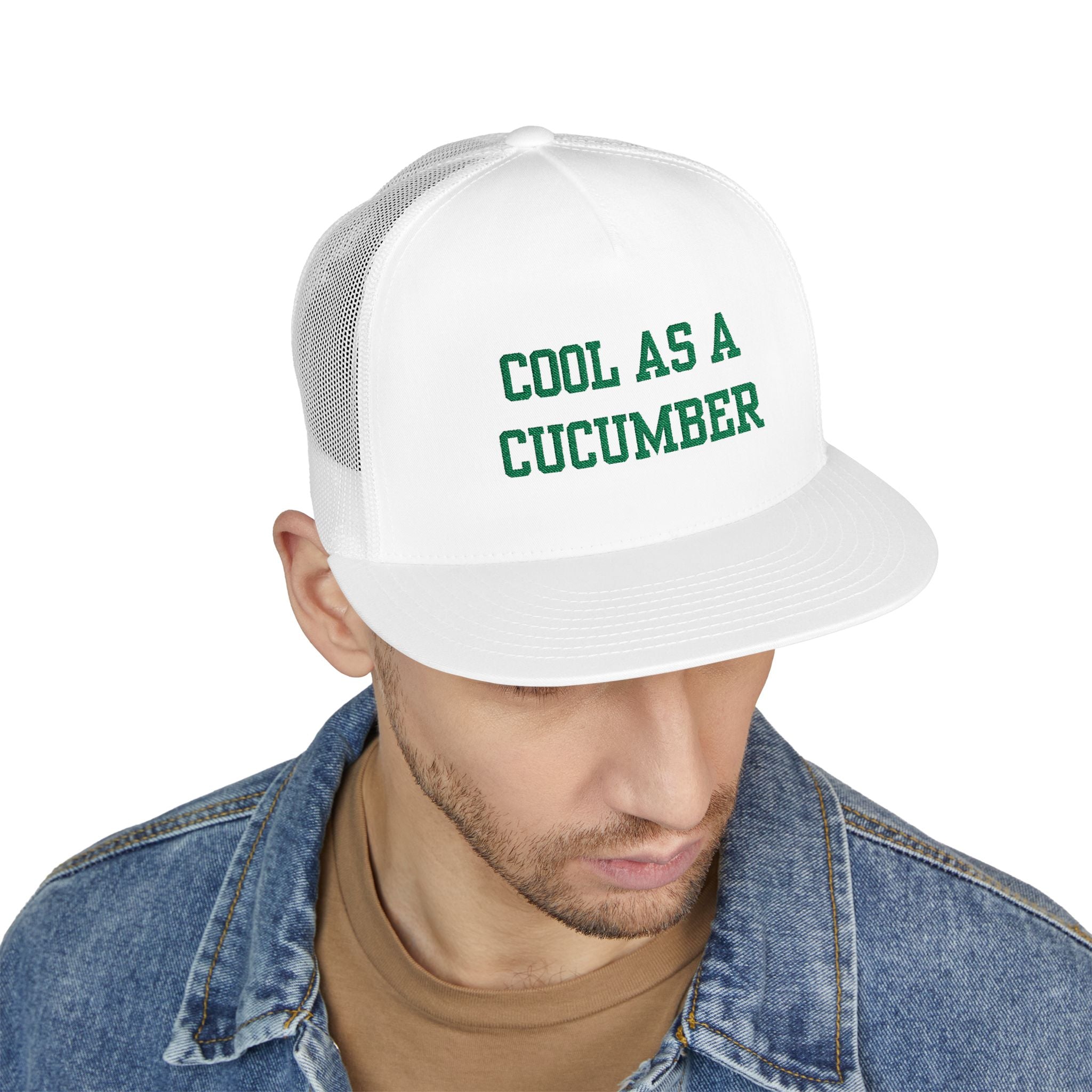 Cool as a Cucumber 5 Panel Trucker Cap, Fun Hat for Summer, Gift for Dads, Trendy Outdoor Accessory, Adjustable Cap, Foodie, Cool