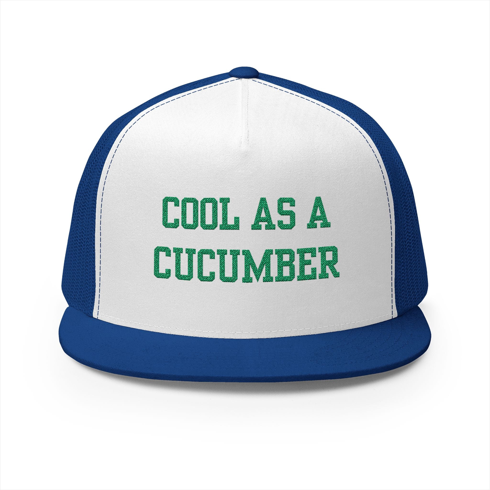 Cool as a Cucumber 5 Panel Trucker Cap, Fun Hat for Summer, Gift for Dads, Trendy Outdoor Accessory, Adjustable Cap, Foodie, Cool