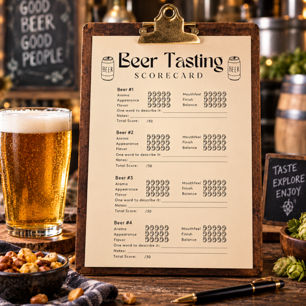 Beer Tasting Scorecard, Brewery Party Game, Beer Lover Gift (PDF Download)