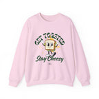 Get Toasted Stay Cheesy Sweatshirt, Cozy Graphic Crewneck, Cute Foodie Apparel, Funny Gift, Unisex Casual Wear