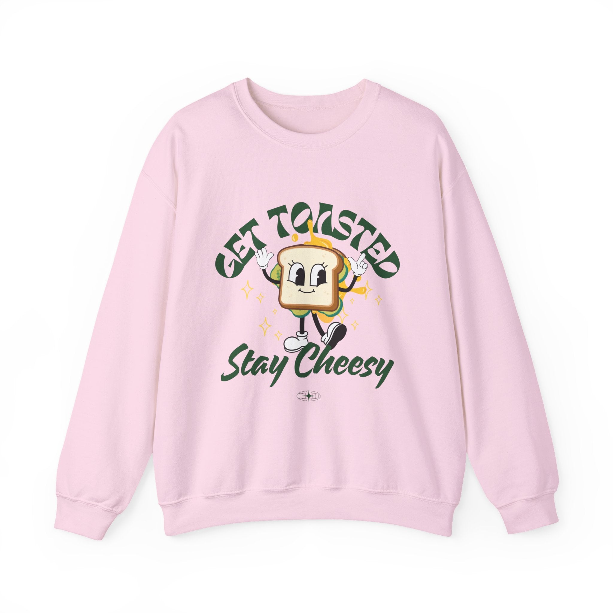 Get Toasted Stay Cheesy Sweatshirt, Cozy Graphic Crewneck, Cute Foodie Apparel, Funny Gift, Unisex Casual Wear