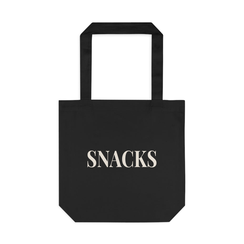 SNACKS Tote Bag - Black Cotton Grocery Market Tote