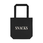 SNACKS Tote Bag - Black Cotton Grocery Market Tote