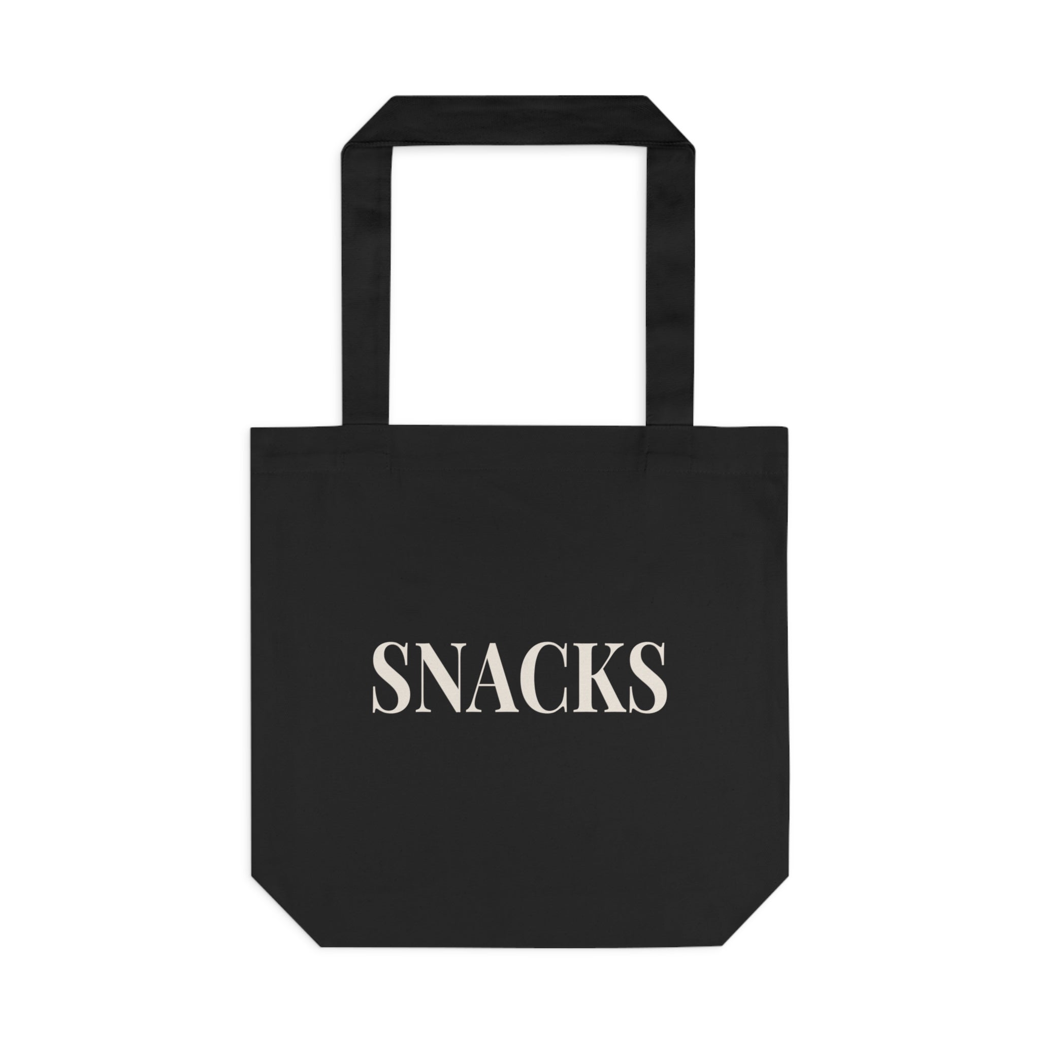 SNACKS Tote Bag - Black Cotton Grocery Market Tote