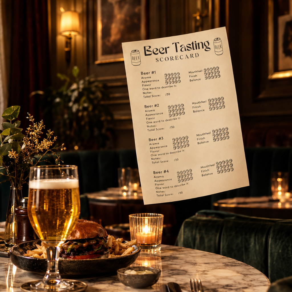 Beer Tasting Scorecard, Brewery Party Game, Beer Lover Gift (PDF Download)