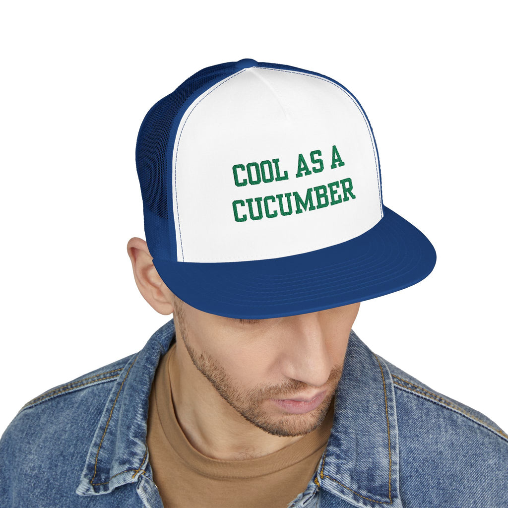 Cool as a Cucumber 5 Panel Trucker Cap, Fun Hat for Summer, Gift for Dads, Trendy Outdoor Accessory, Adjustable Cap, Foodie, Cool