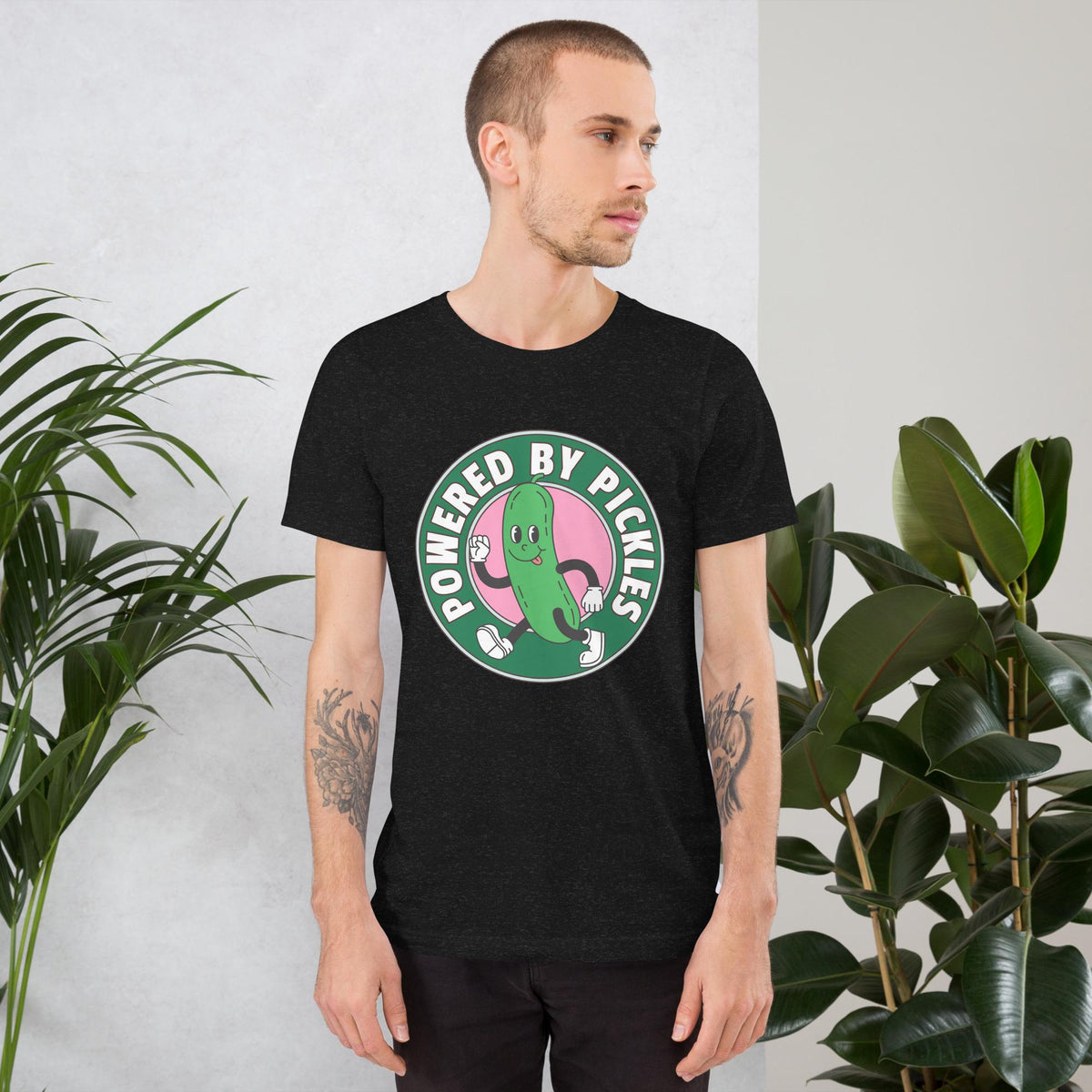 Powered by Pickles T-shirt: Funny Foodie Unisex Tee