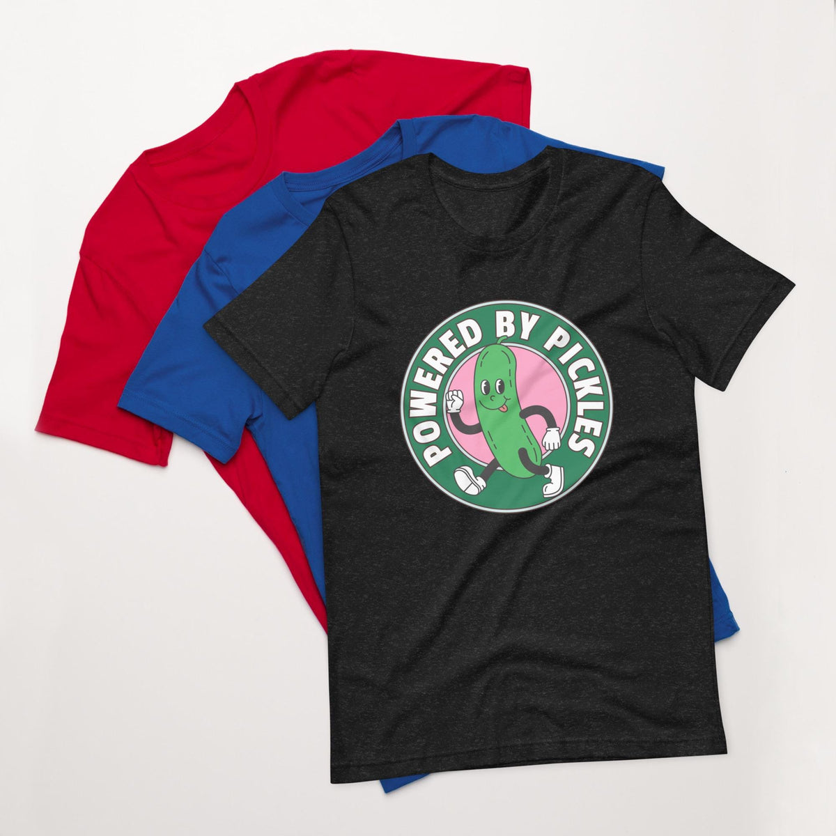Powered by Pickles T-shirt: Funny Foodie Unisex Tee