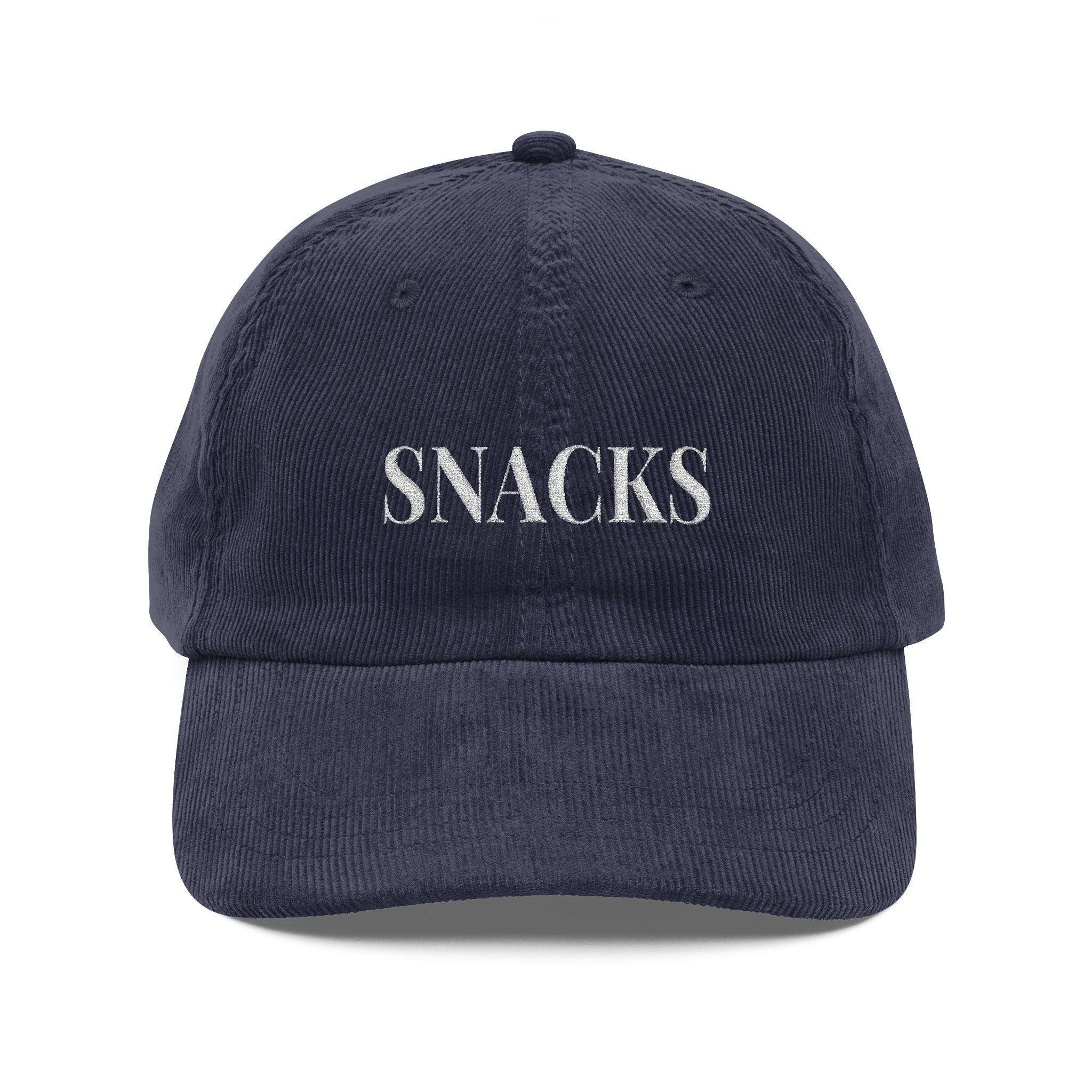 Vintage Corduroy Cap - Embroidered 'SNACKS' Dad Hat