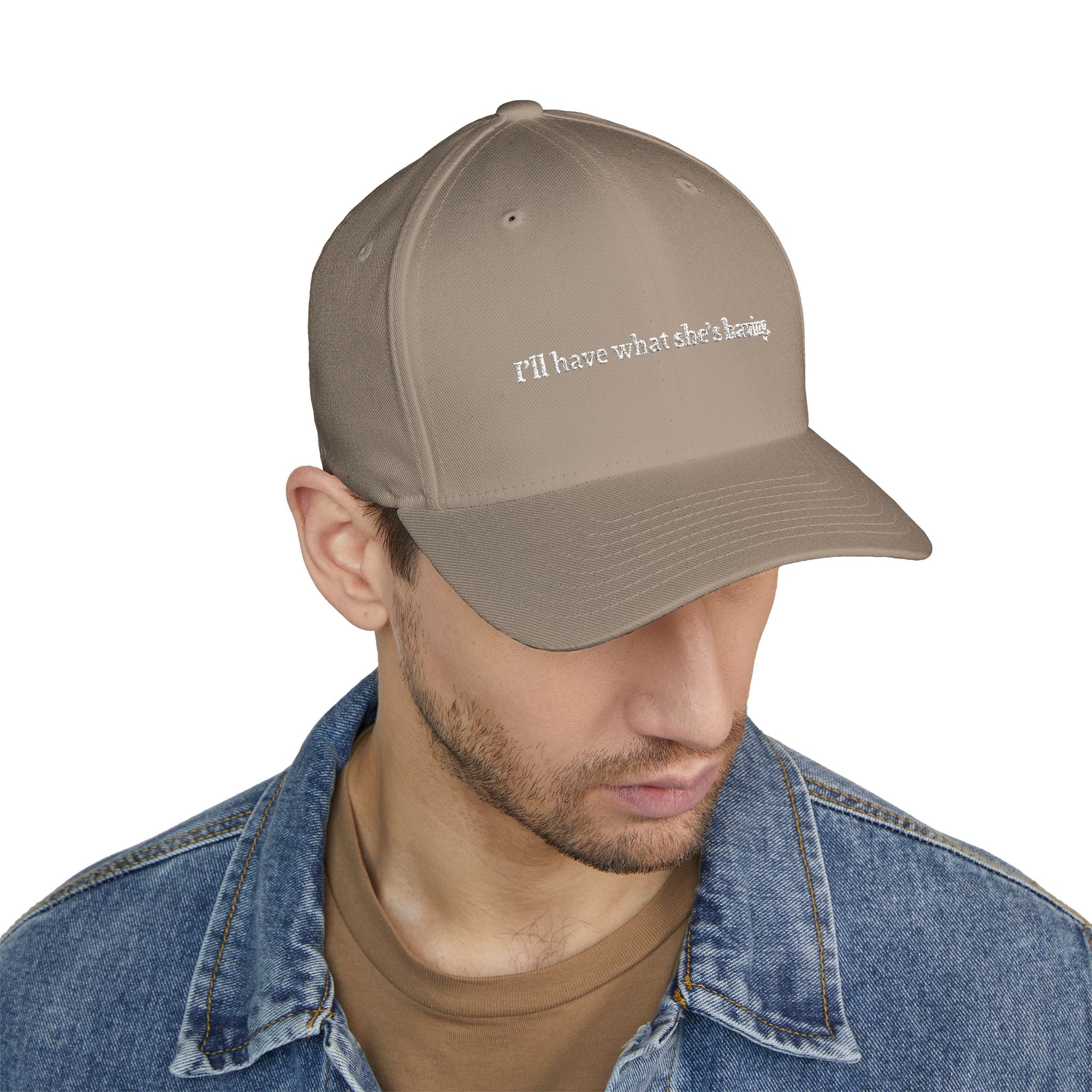 i'd have what she's having Embroidered Cap | Script Text Baseball Hat