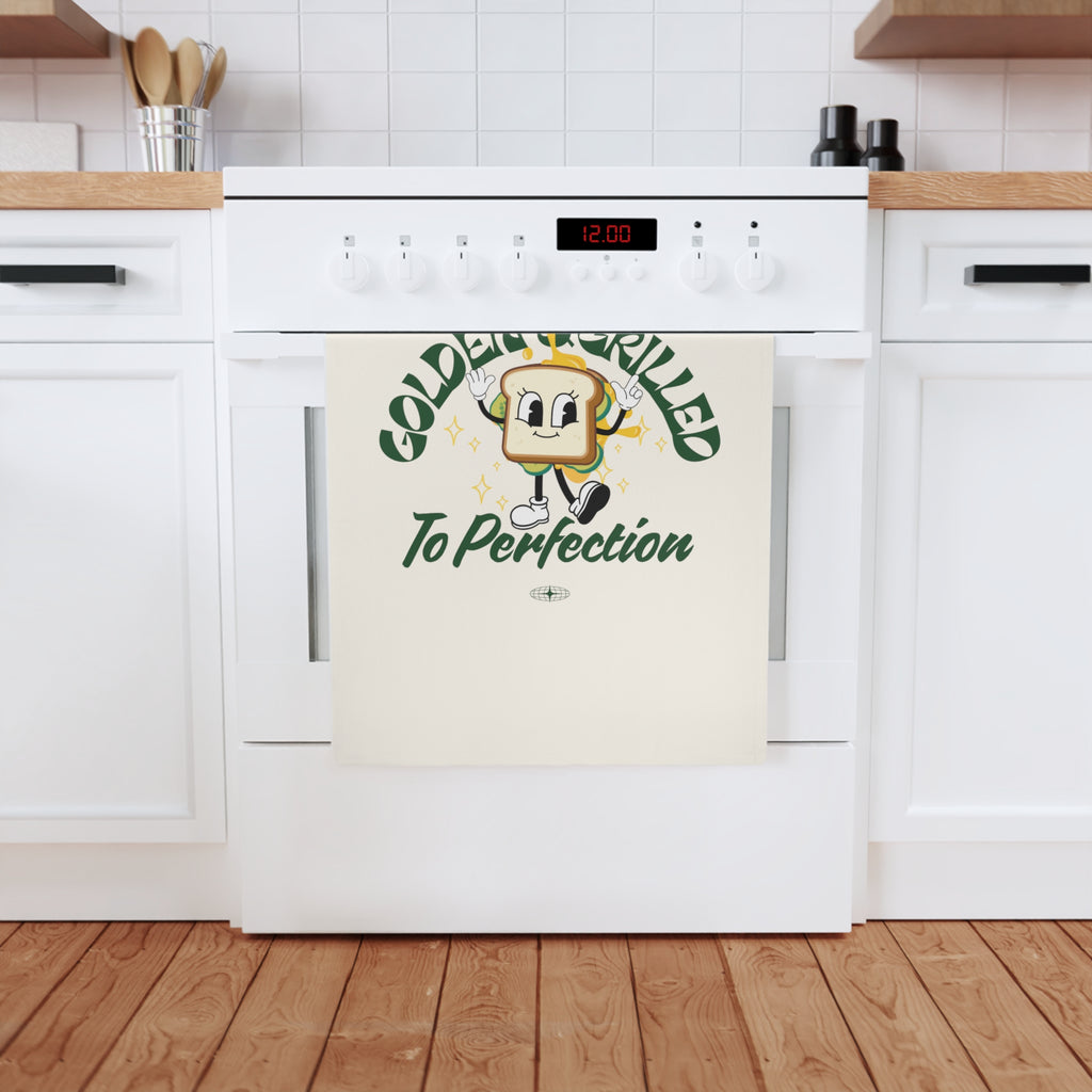 Golden Grilled Cheese Sandwich Cotton Tea Towel - Perfect Gift for Food Lovers, Home Decor, Kitchen Essentials, Cooking, Baking