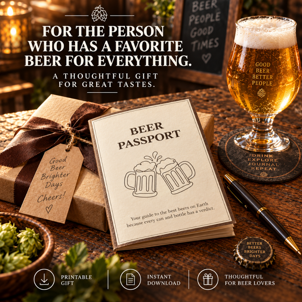 Beer Passport Tasting Journal, Craft Beer Tracker, Brewery Visit Log (Digital Download)