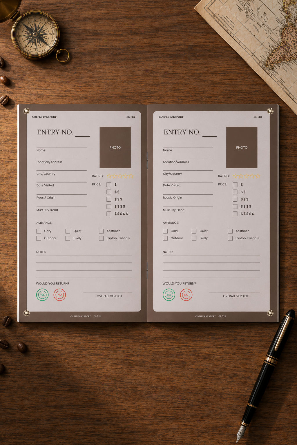 Coffee Passport Journal, Café Review Tracker, Coffee Lover Gift (Digital Download)