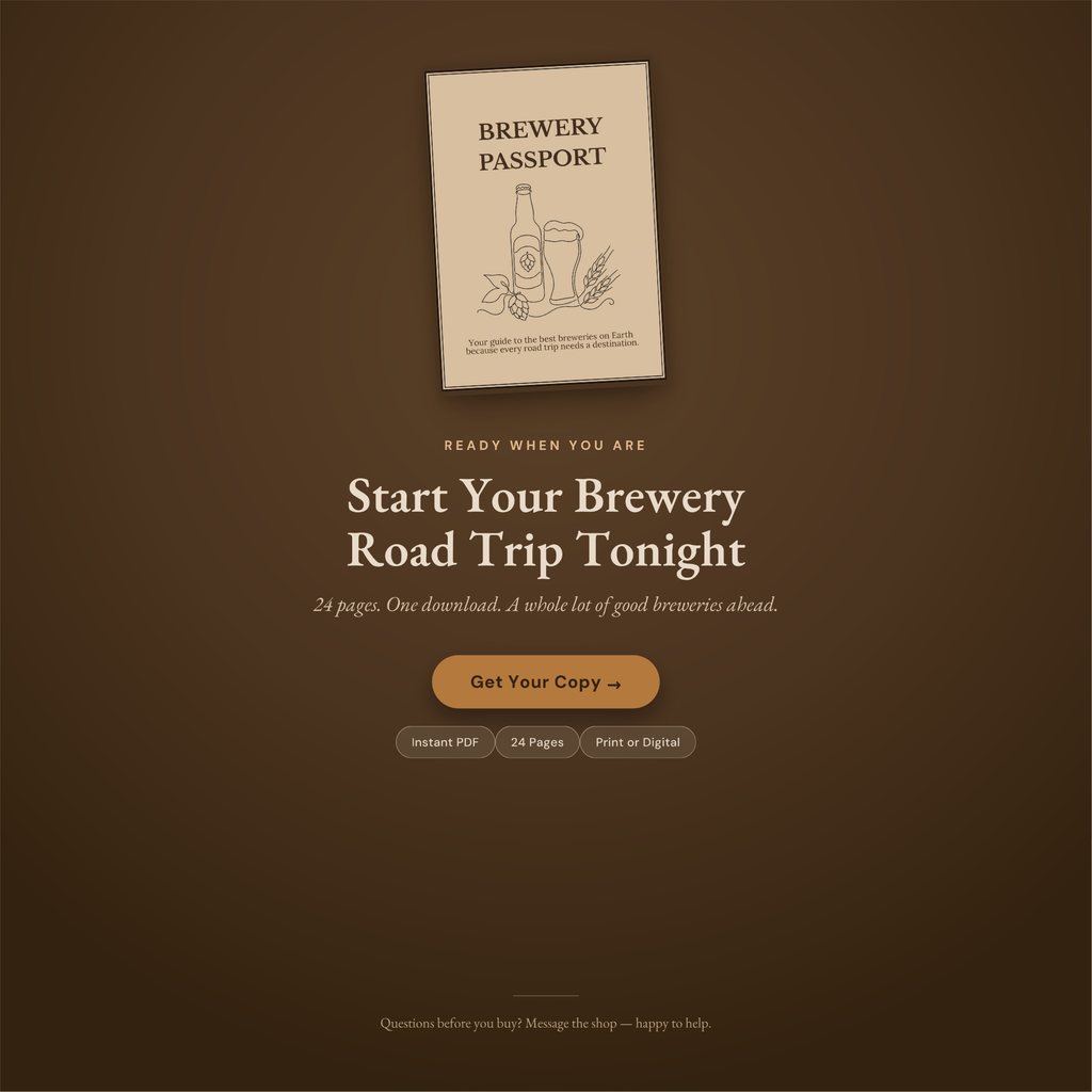 Brewery Passport Journal, Brewery Visit Tracker, Road Trip Gift (Digital Download)